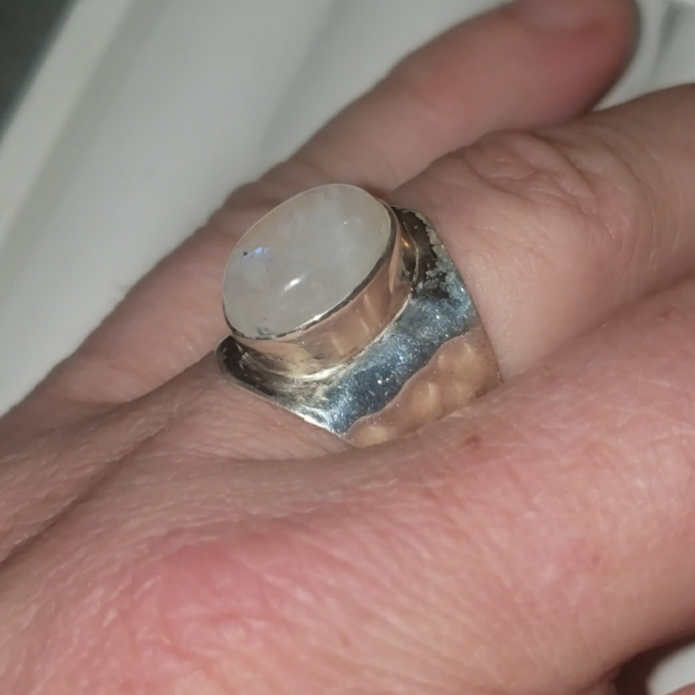 Rainbow Moonstone Ring (925 Solid Sterling Silver) - image 3